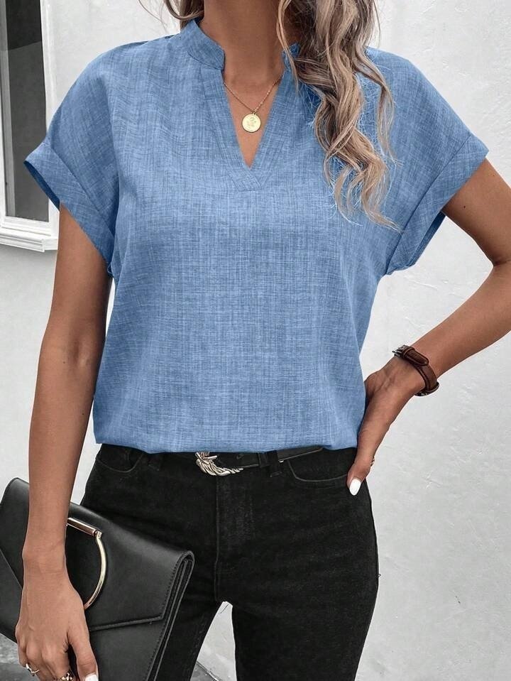 Women's Short Sleeve Mandarin Collar Sofia Blouse