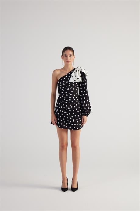 Polka Elbise Siyah Siyah L