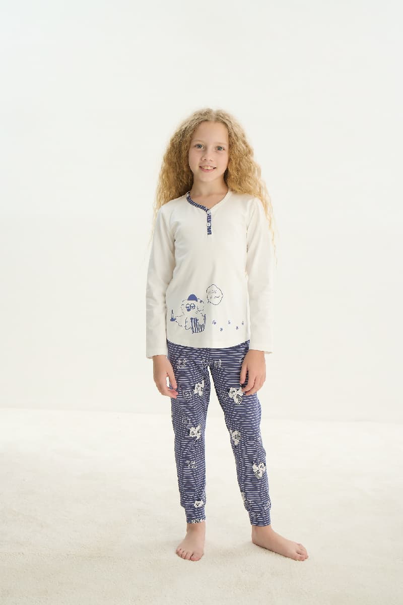 8694 Kız Çocuk Baskılı Pijama Takım
