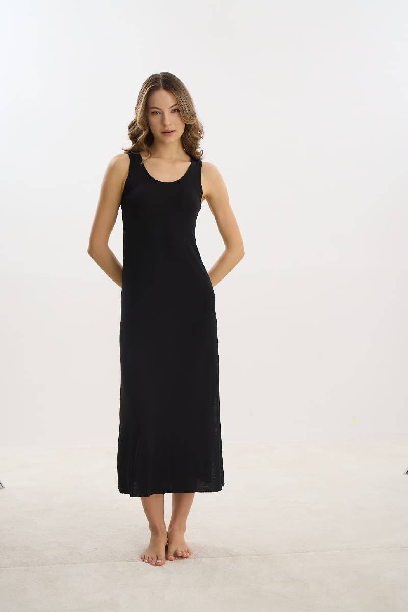 16298 Kadın Kalın Askılı Uzun Gecelik