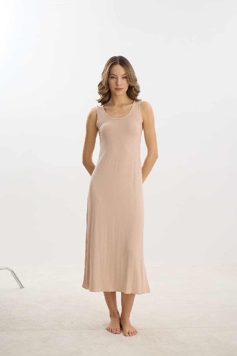 16298 Kadın Kalın Askılı Uzun Gecelik