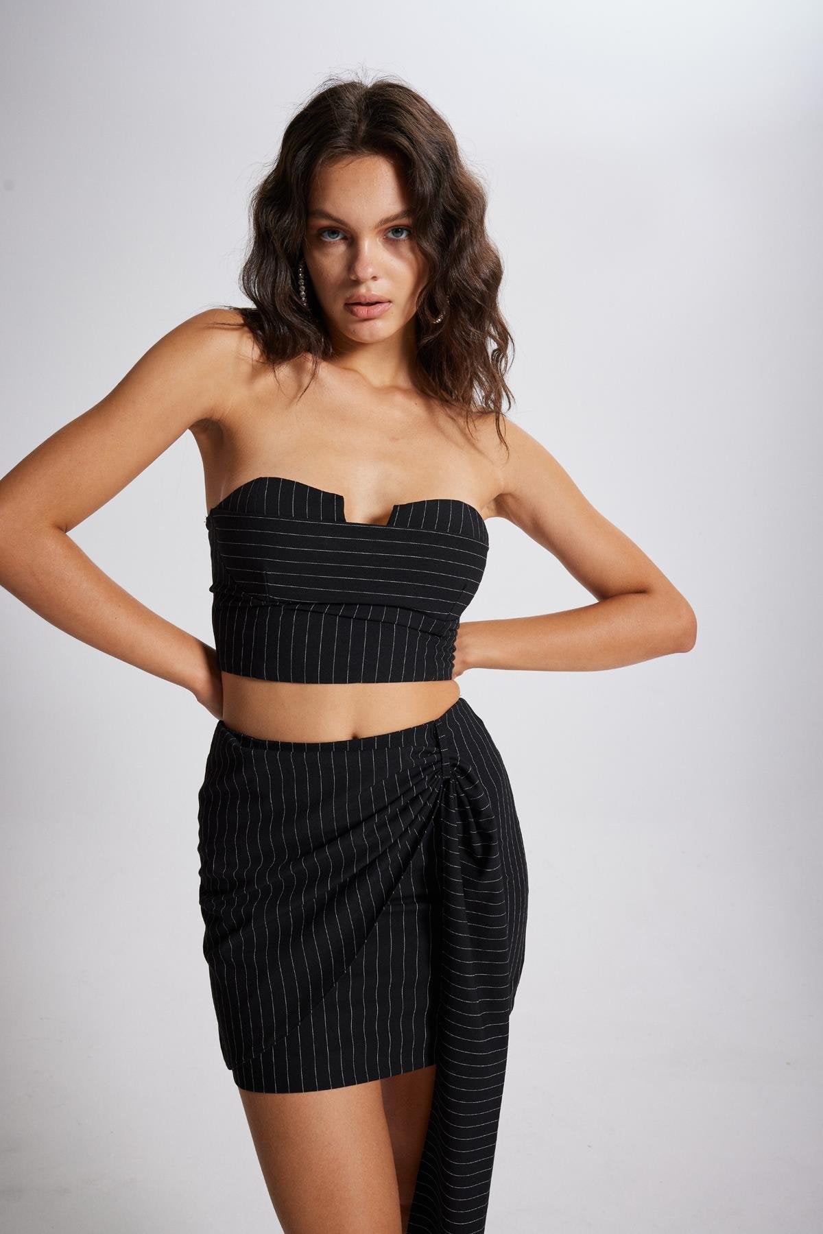 Gloplu Çizgili Norma Büstiyer Siyah