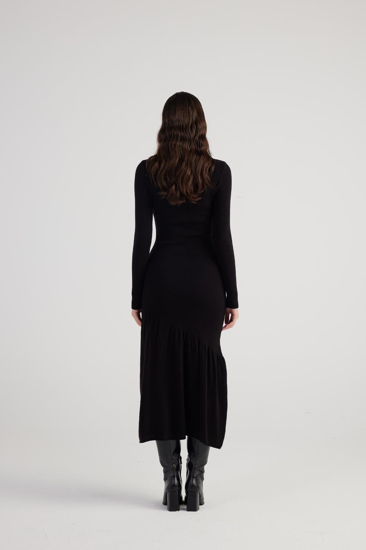 Sally Triko Elbise Siyah