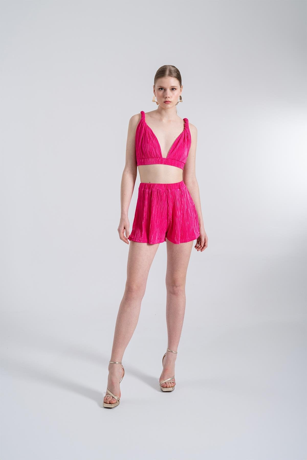 Beli Lastikli Mini Comfy Şort Pembe Pembe L