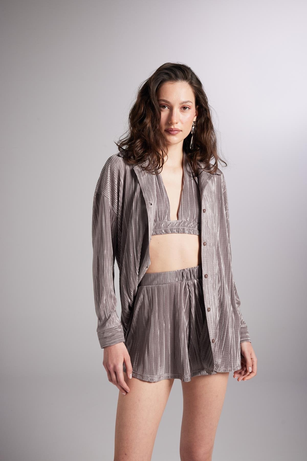 Comfy Oversize Gömlek Vizon