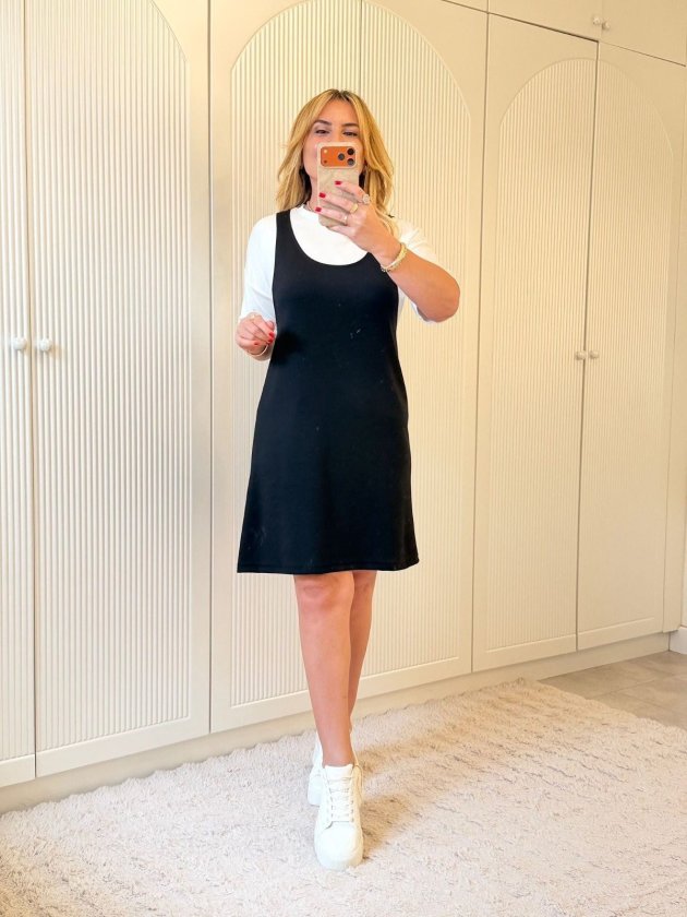 Women's Short Sleeve and Thick Strap Double Modal Dress