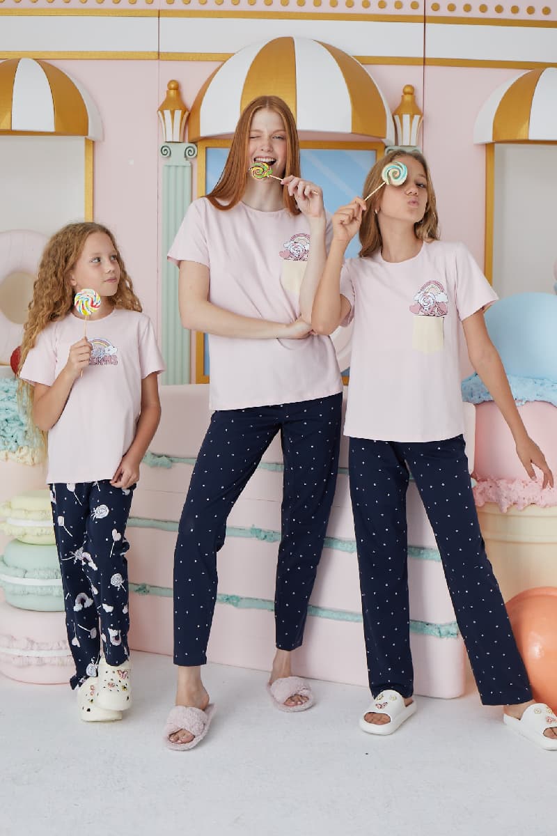 8637 Kız Çocuk Baskılı Pijama Takım