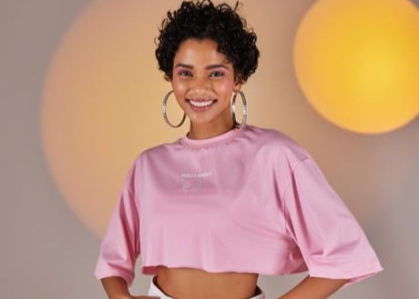 Holly Crop Tshirt Pembe Pembe STD