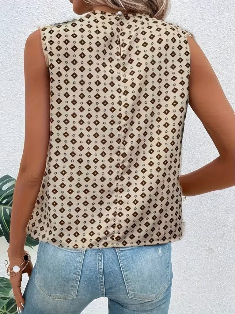 Women's Spaghetti Strap Round Neck Patterned Supreme Blouse