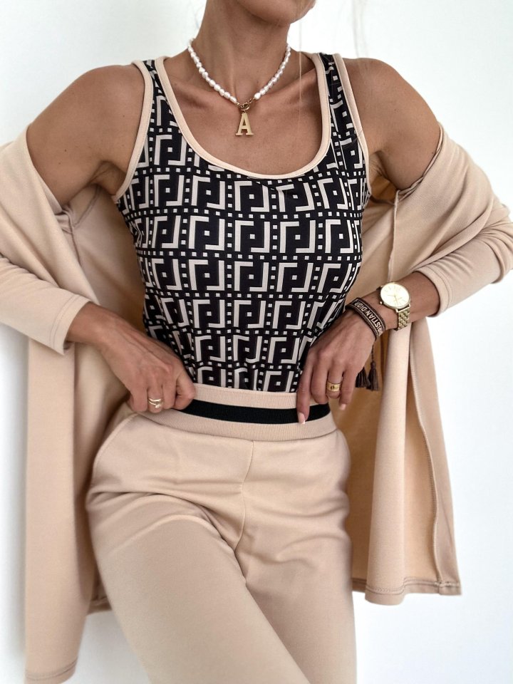 Women's Long Sleeve Crepe Three-Piece Set