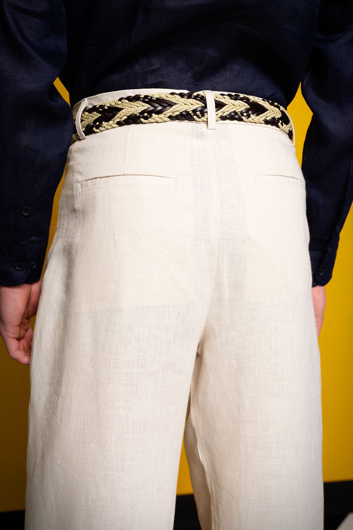 %100 KETEN BEJ PANTOLON - BEJ L