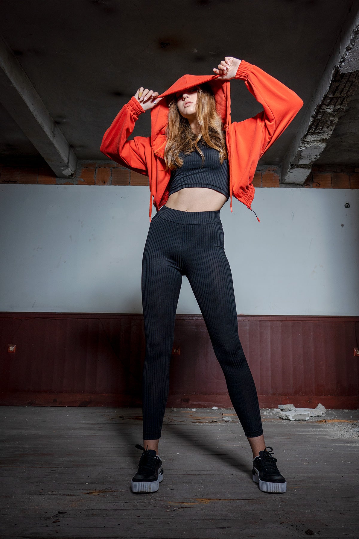 BAYAN 2IPLIK POLYVISCON KAPSONLU UZUN KOL BELI KOLU BUZGULU+KASKORSE KOLSUZ ATLET TAYT SWEAT TAKIM