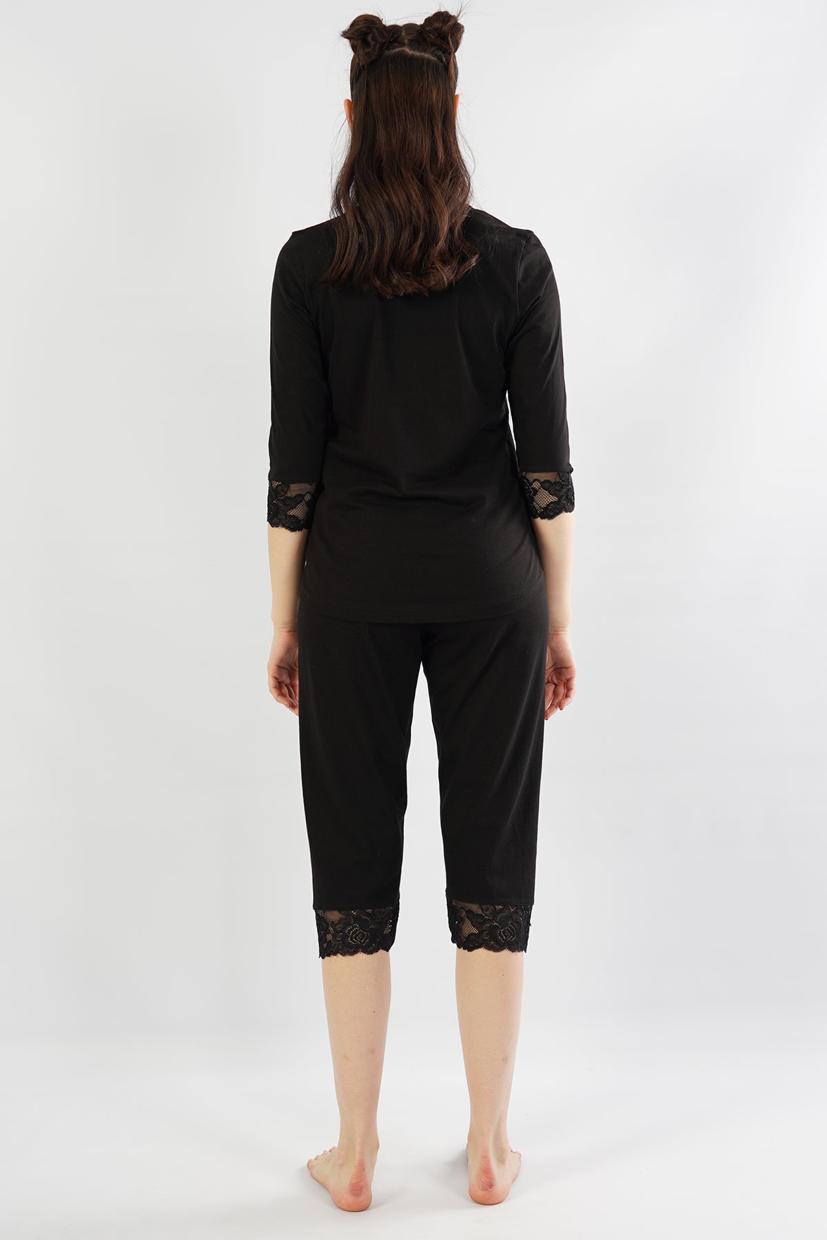 BAYAN P.SUPREM PATLI 3/4KOL ETEGI OVAL DANTELLI KAPRI TAKIM