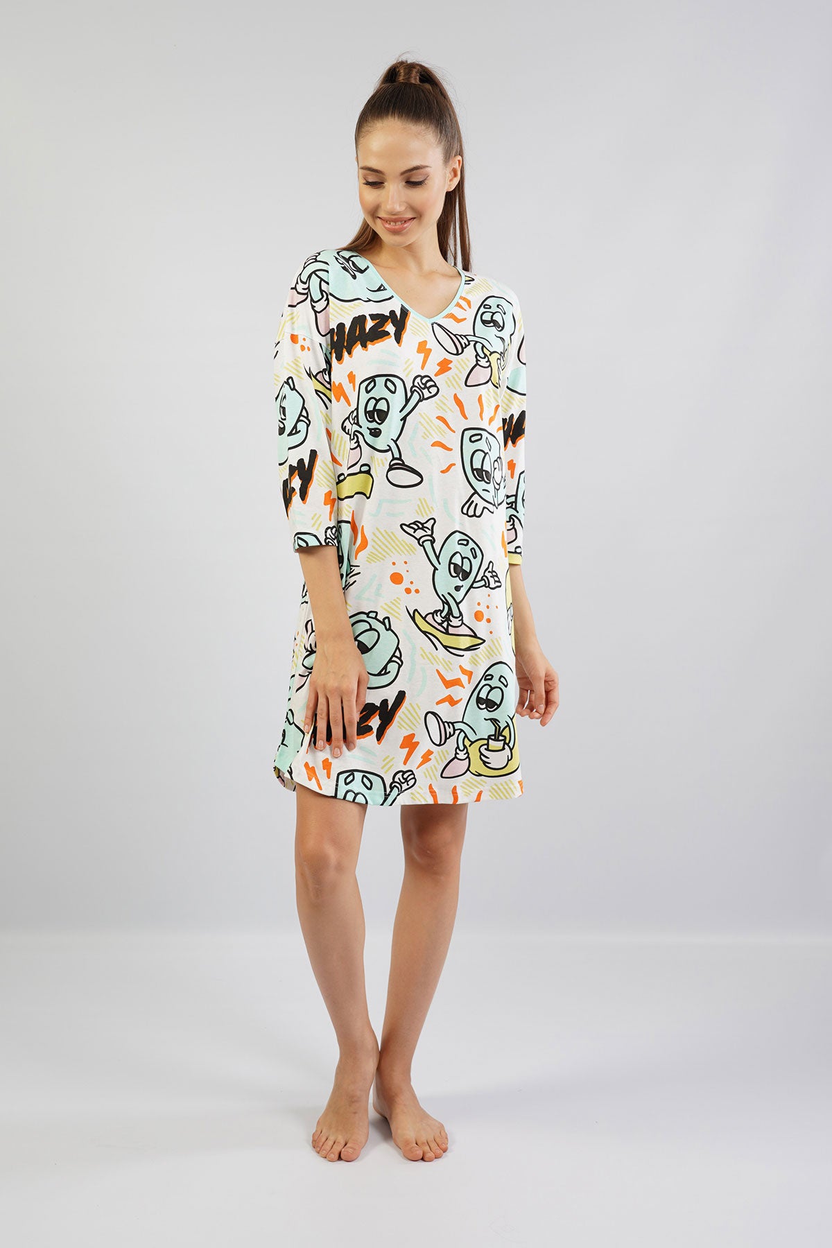 BAYAN P.SUPREM V YAKA 3/4 KOL ETEGI OVAL TUNIK