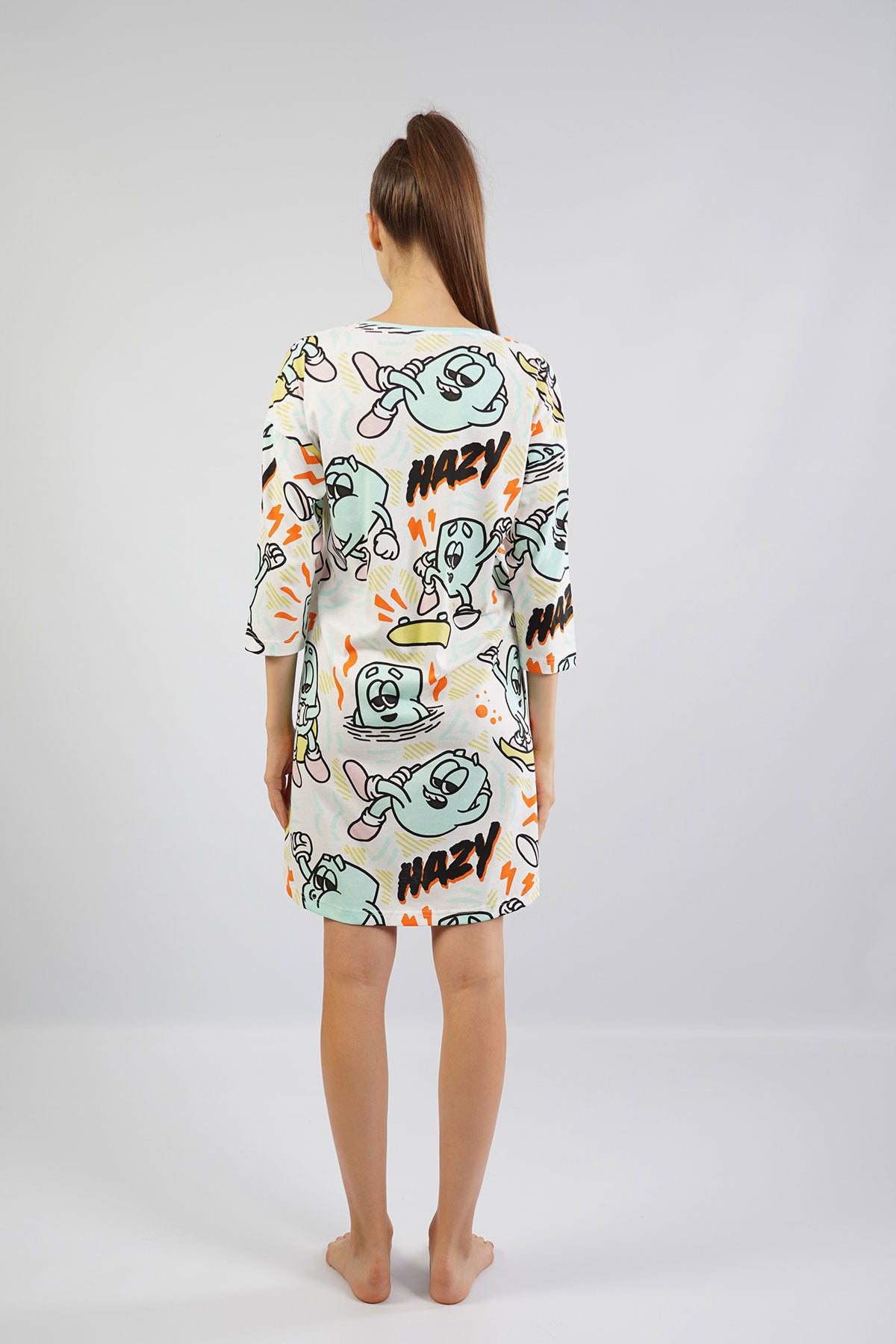 BAYAN P.SUPREM V YAKA 3/4 KOL ETEGI OVAL TUNIK