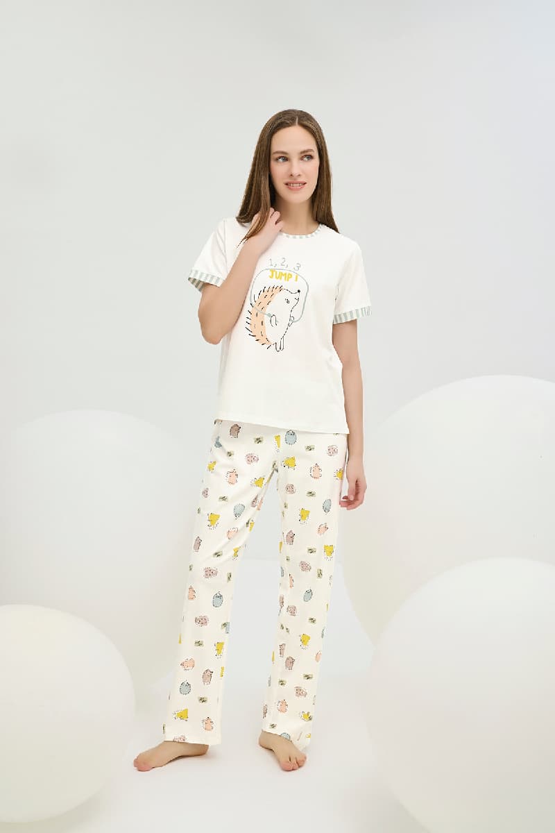 16493 KADIN BASKILI PİJAMA TAKIM