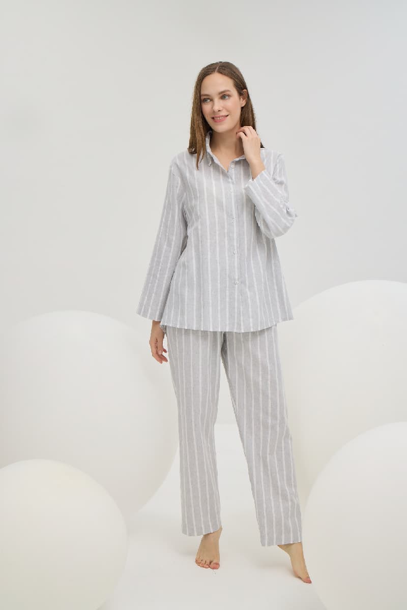 16446 Kadın Gömlek Şort Pantalon 3 Lü Takım