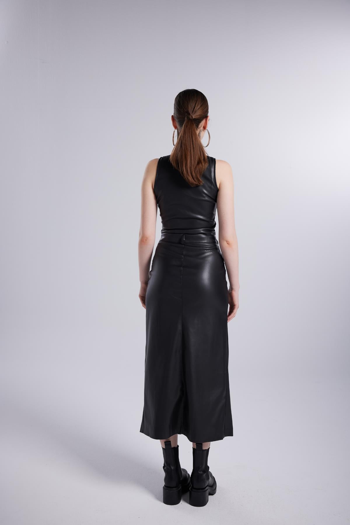 Vegan Deri Uzun Hera Deri Etek