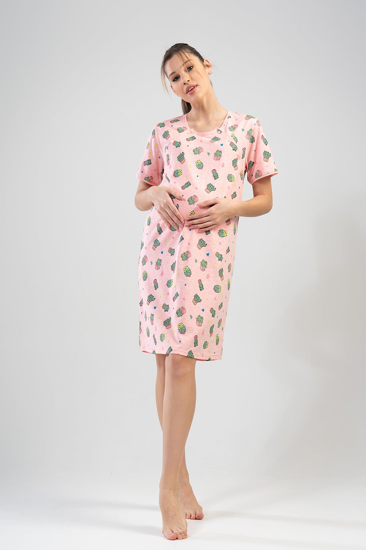 BAYAN P.SUPREM CIFT PATLI KISA KOL ETEGI OVAL HAMILE TUNIK