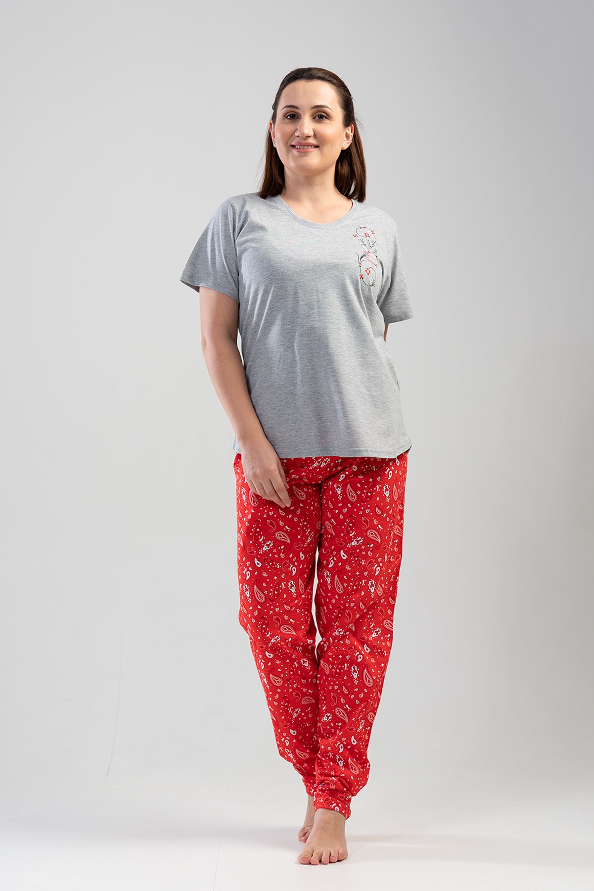 BAYAN P.SUPREM XXL O YAKA KISA KOL ETEGI OVAL PIJAMA TK