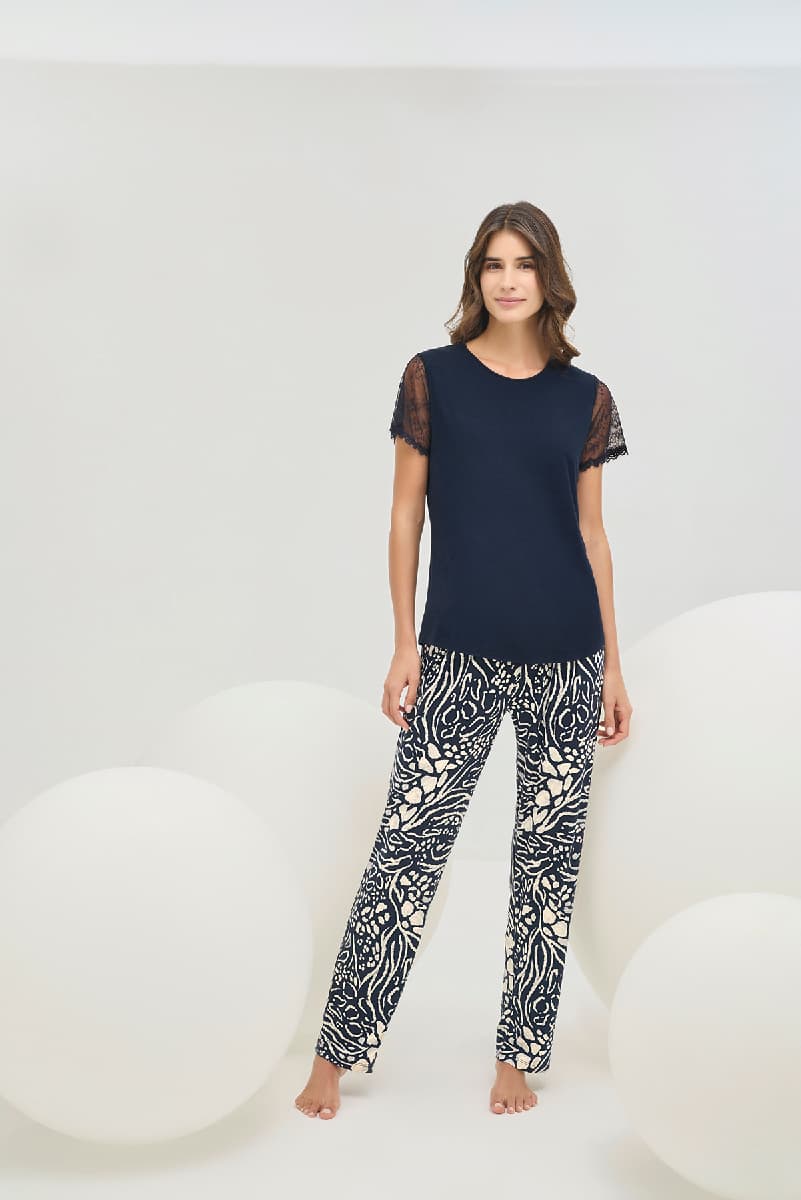 16713 Kadın Bisiklet Yaka Pijama Takım