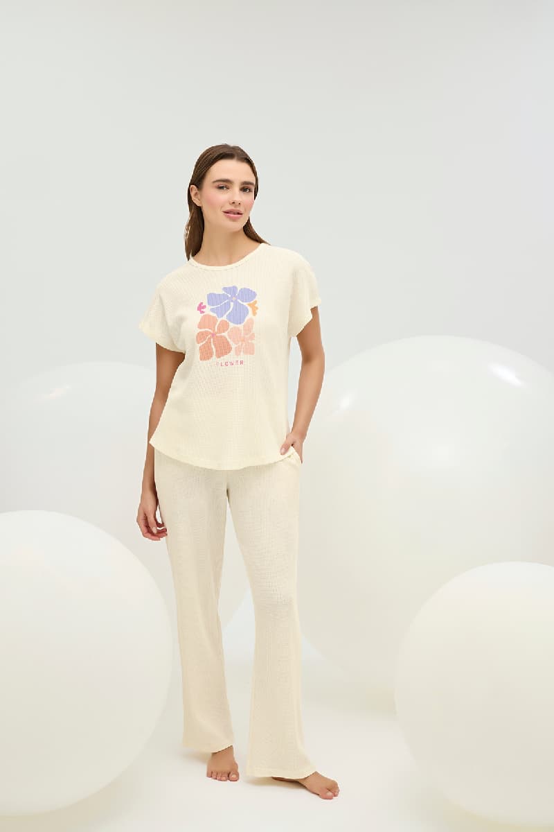 16809 KADIN BASKILI PİJAMA TAKIM