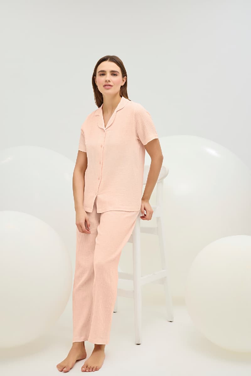 16830 Kadın Düğmeli Pijama Takım