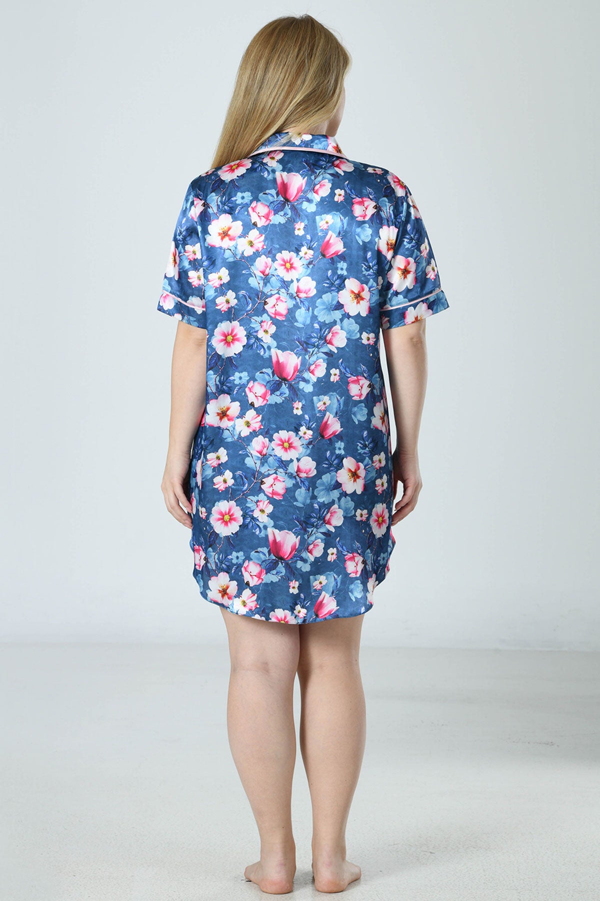 Woman Satin Big Size Flower Shirt