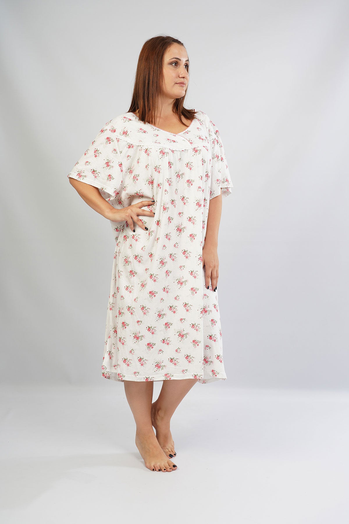 Woman Grandma Herba Short Sleeve Nightgown