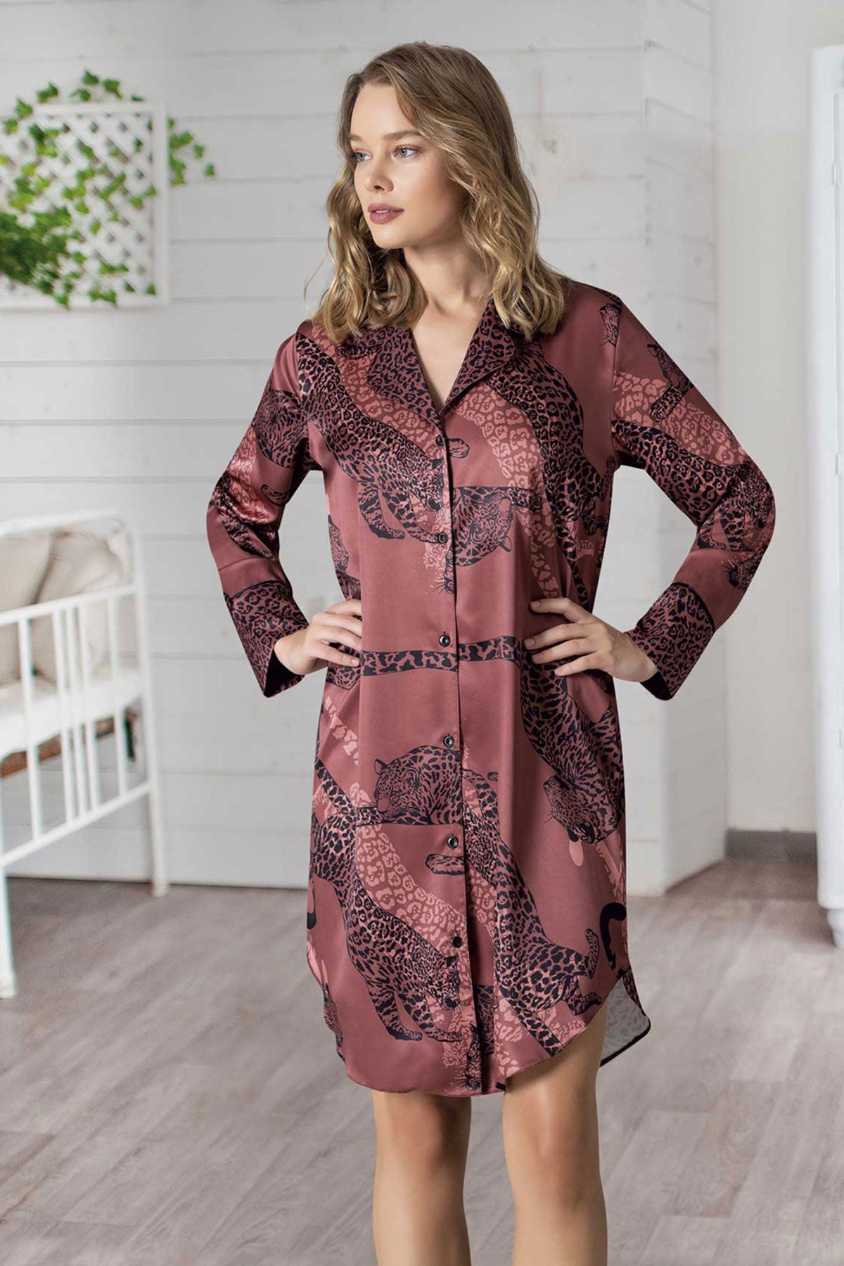 SATEN - GÖMLEK GECELİK BASKILI LYC