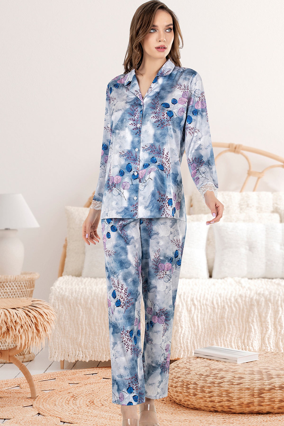 KADIN PİJAMA TK SATEEN %95 POLYESTER %5 ELASTANE