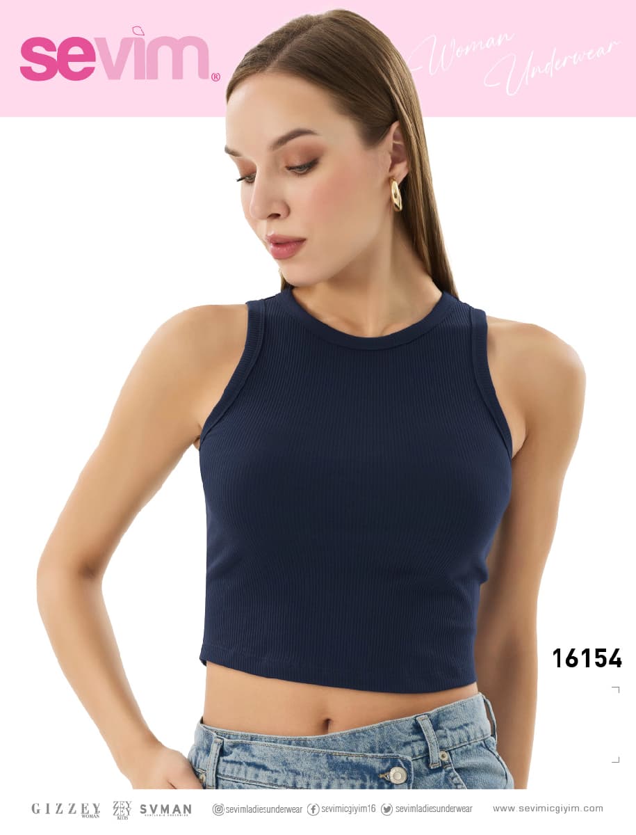 16154 Kadın Kaşkorse Kalın Askılı Crop