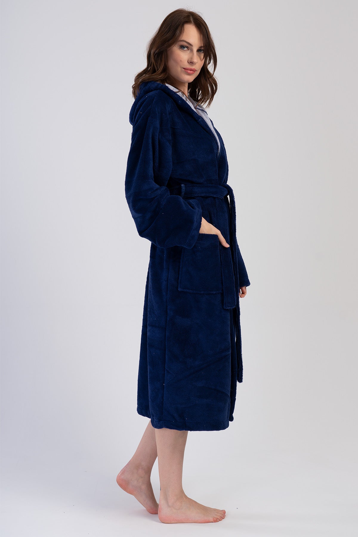 Woman Soft Hoodie Detail Bathrobe