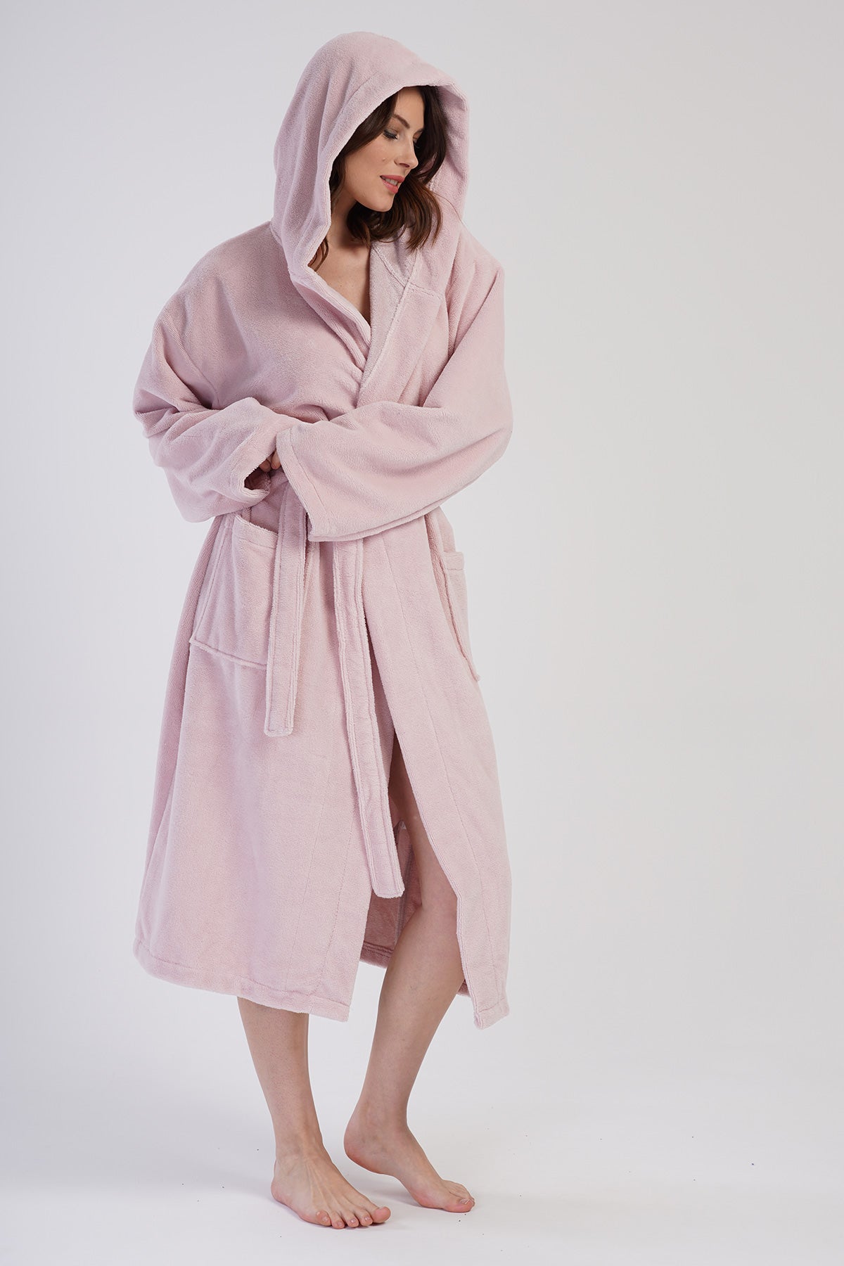 Woman Soft Hoodie Detail Bathrobe
