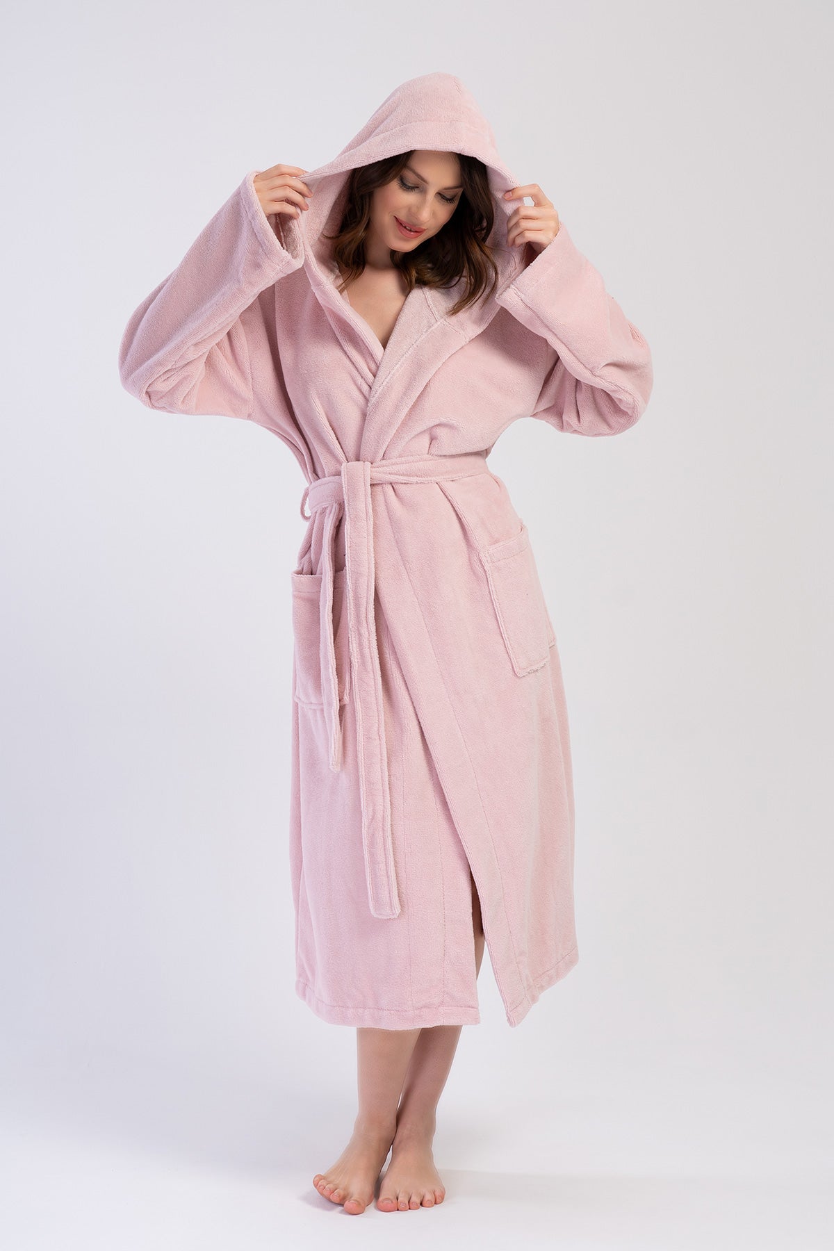 Woman Soft Hoodie Detail Bathrobe