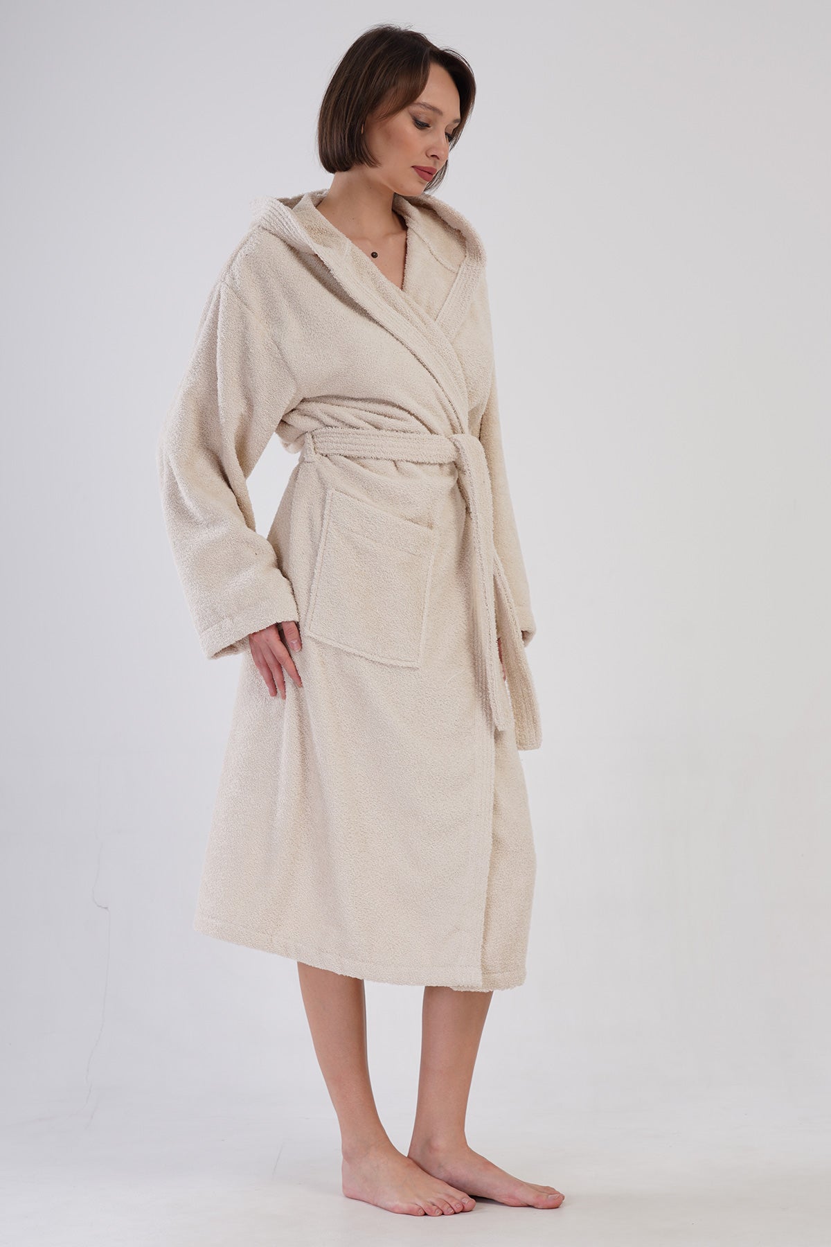 Woman Bukle Impatiens Hoodie Detail Bathrobe