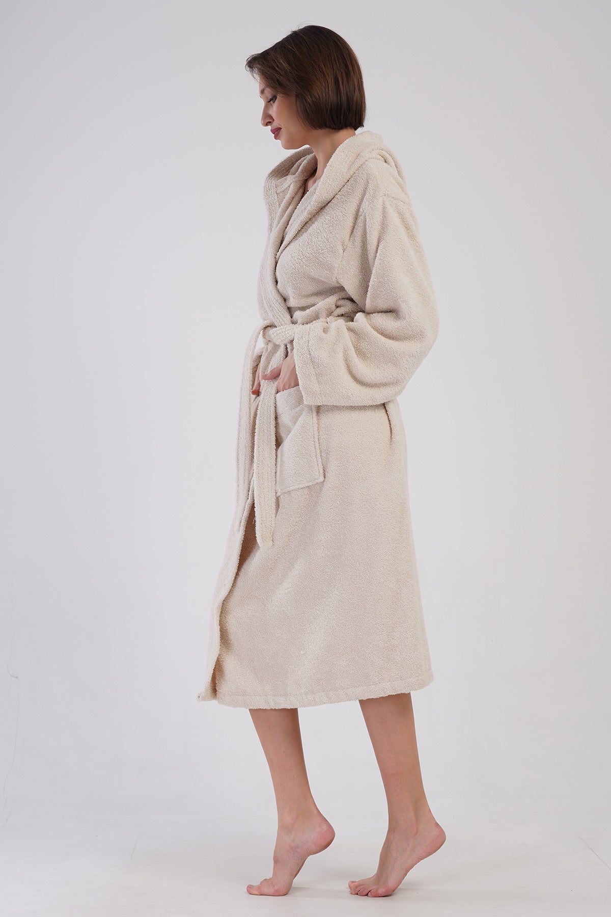 Woman Bukle Impatiens Hoodie Detail Bathrobe