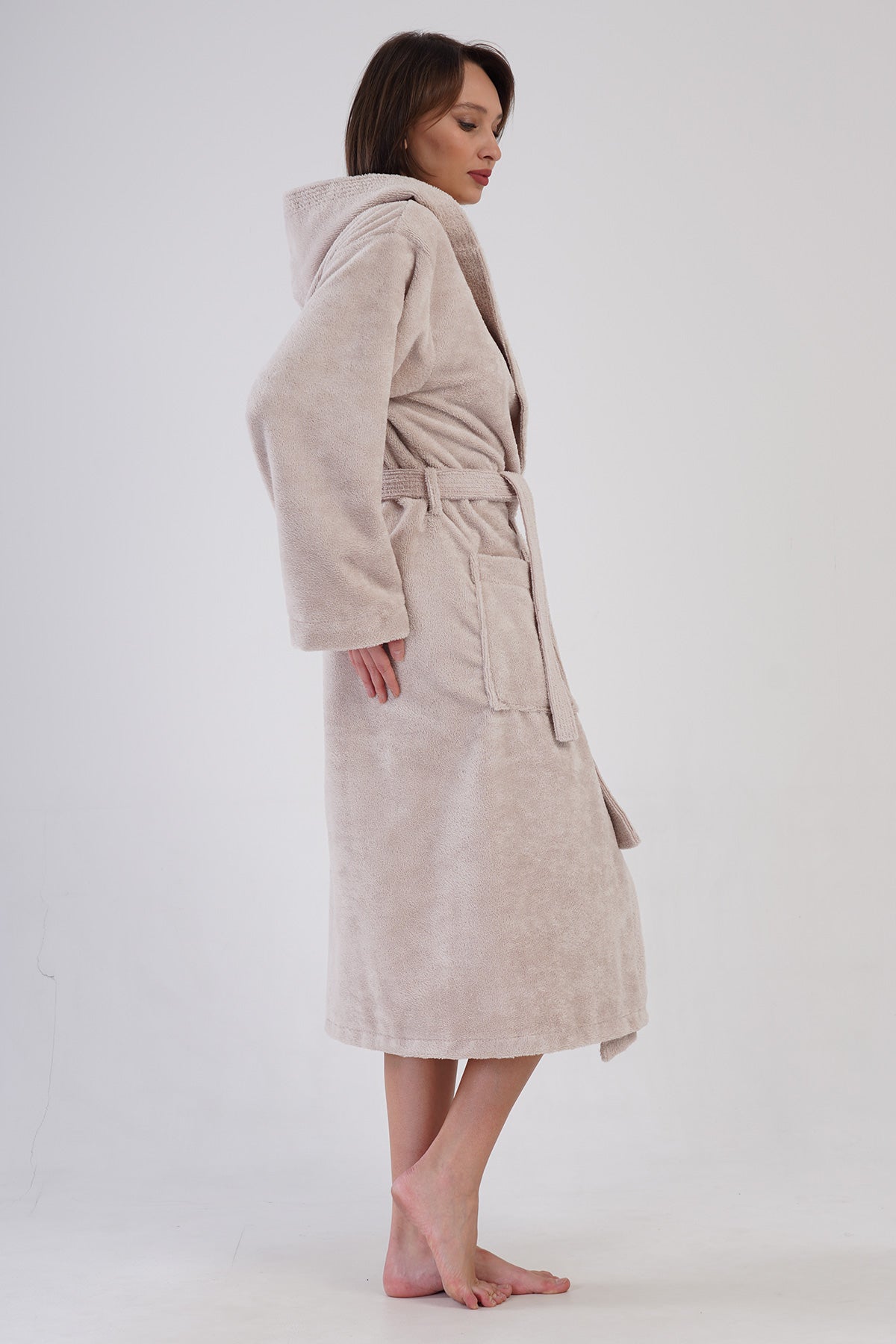 Woman Triga Beige Hoodie Detail Bathrobe