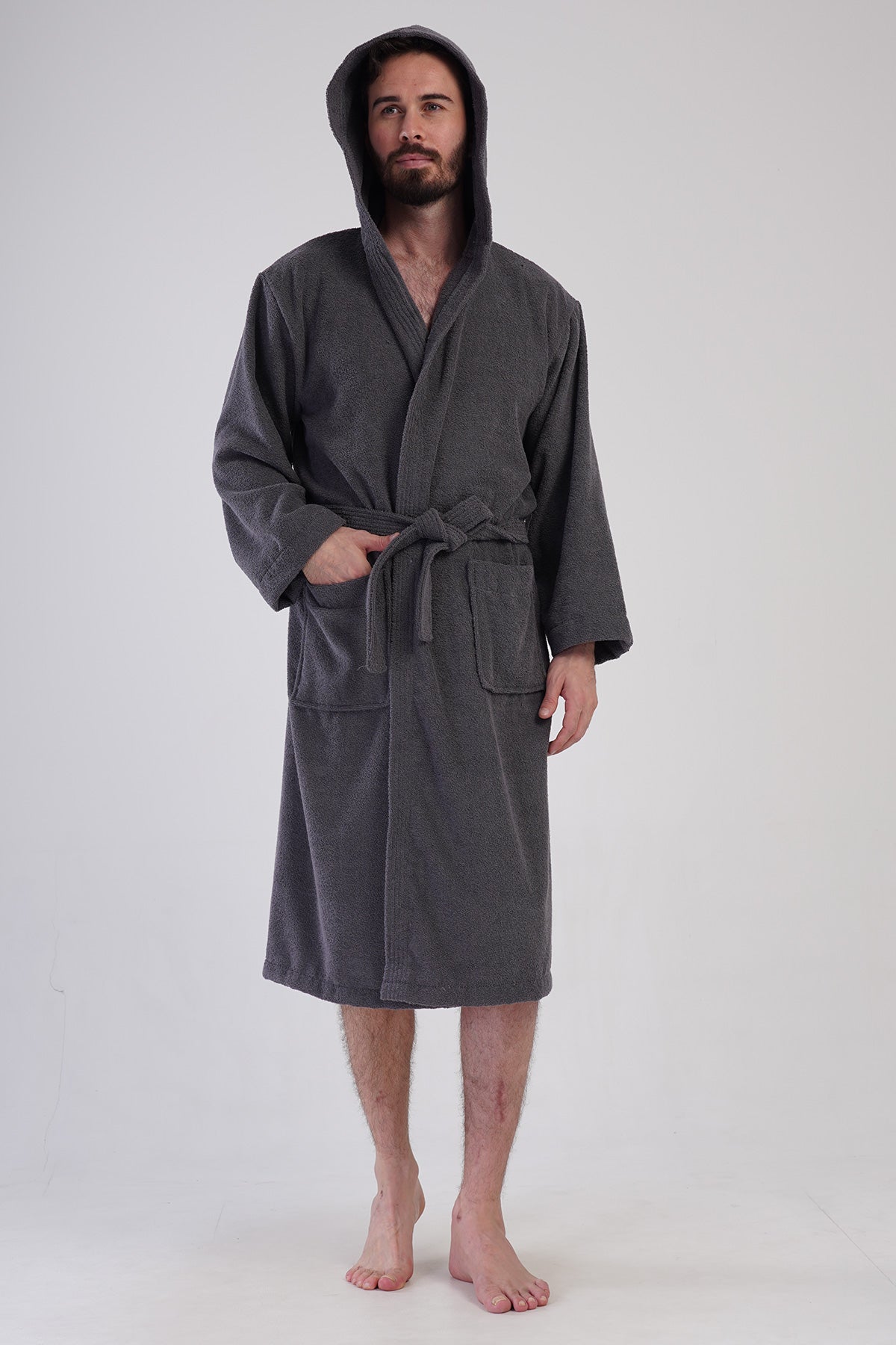Man Triga Dark Gray Hoodie Detail Bathrobe