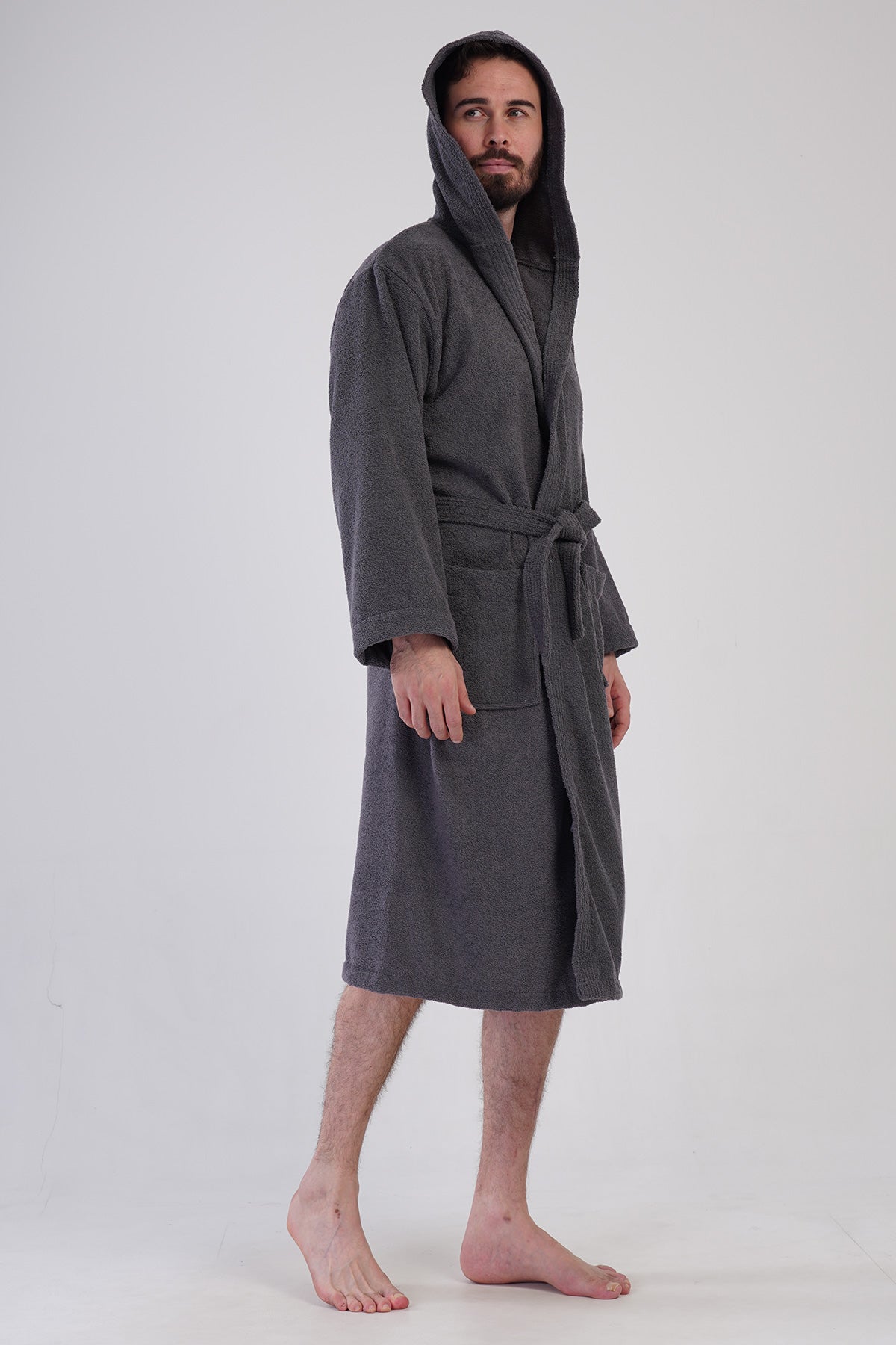 Man Triga Dark Gray Hoodie Detail Bathrobe
