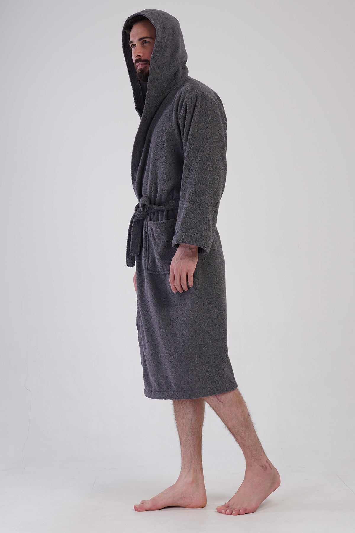 Man Triga Dark Gray Hoodie Detail Bathrobe