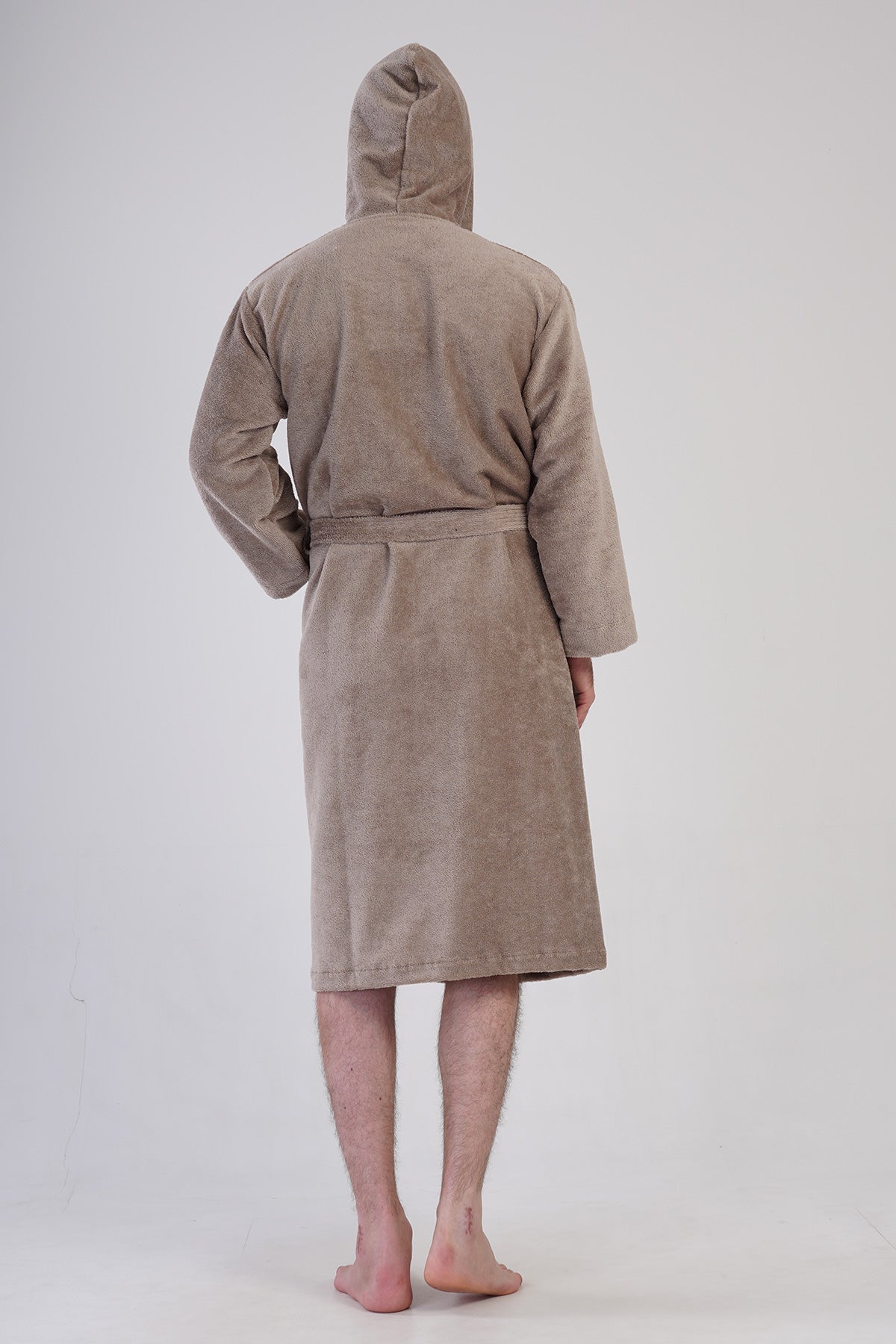 Man Triga Dark Beige Hoodie Detail Bathrobe