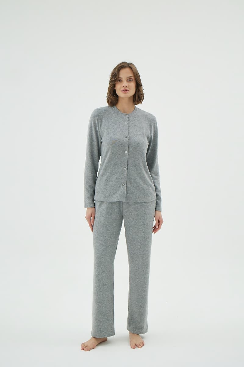 16926 KADIN DÜĞMELİ PİJAMA TAKIM
