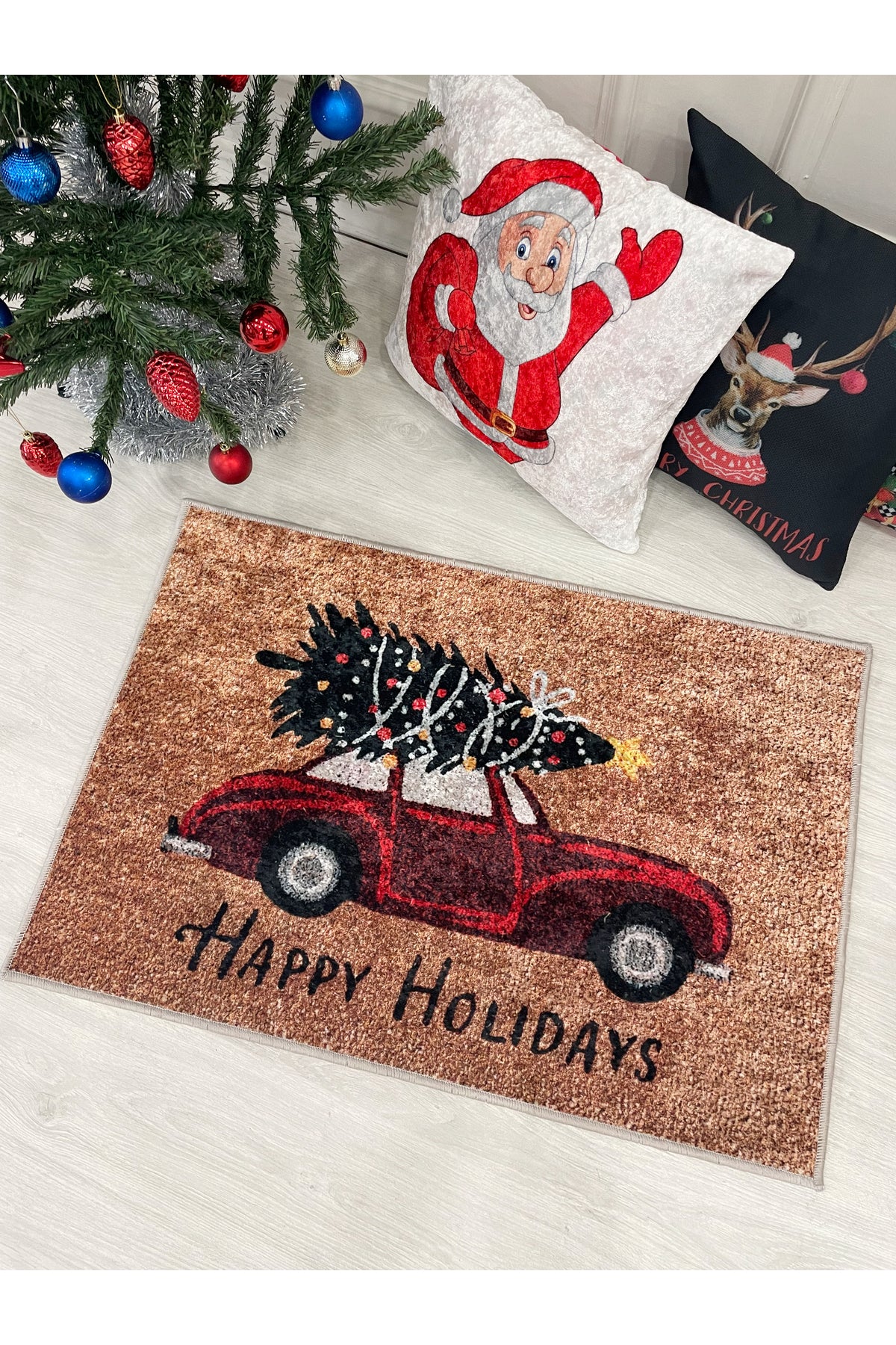 Happy Holidays Yılbaşı Paspas 60x90 Ölçü 60x90