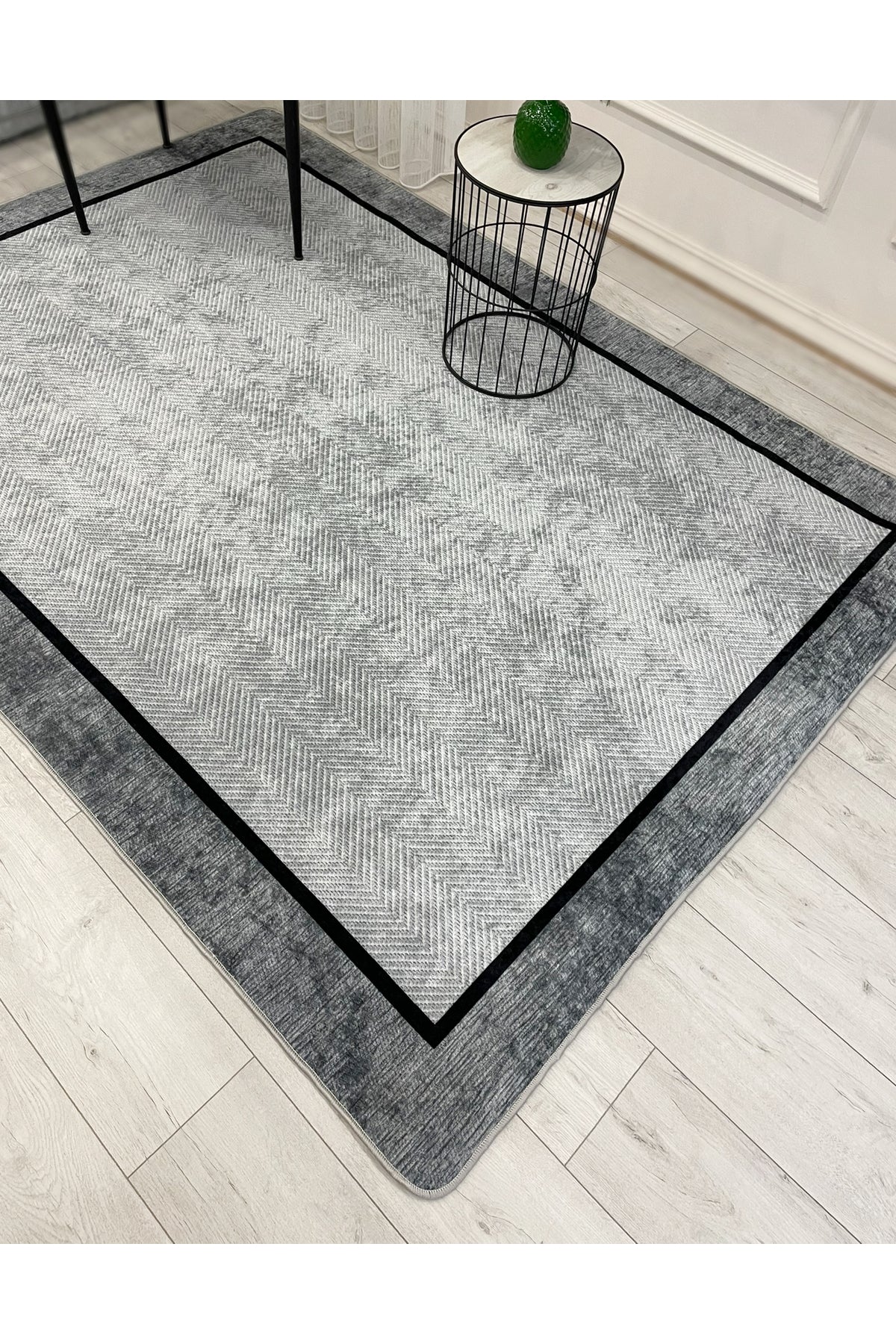 GRİ Jüt Sisal Görünüm Bordürlü Kaymaz Taban Yolluk Mutfak Halı