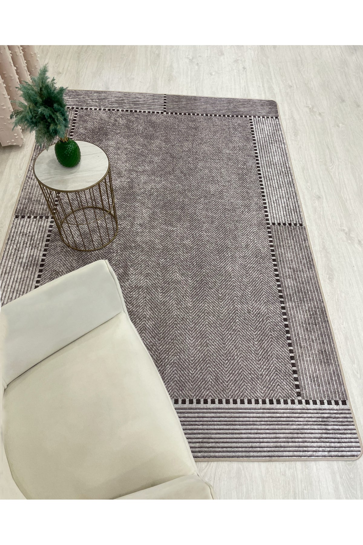 GRİ-SİYAH Jüt Sisal Görünüm Kaymaz Taban Yolluk Halı