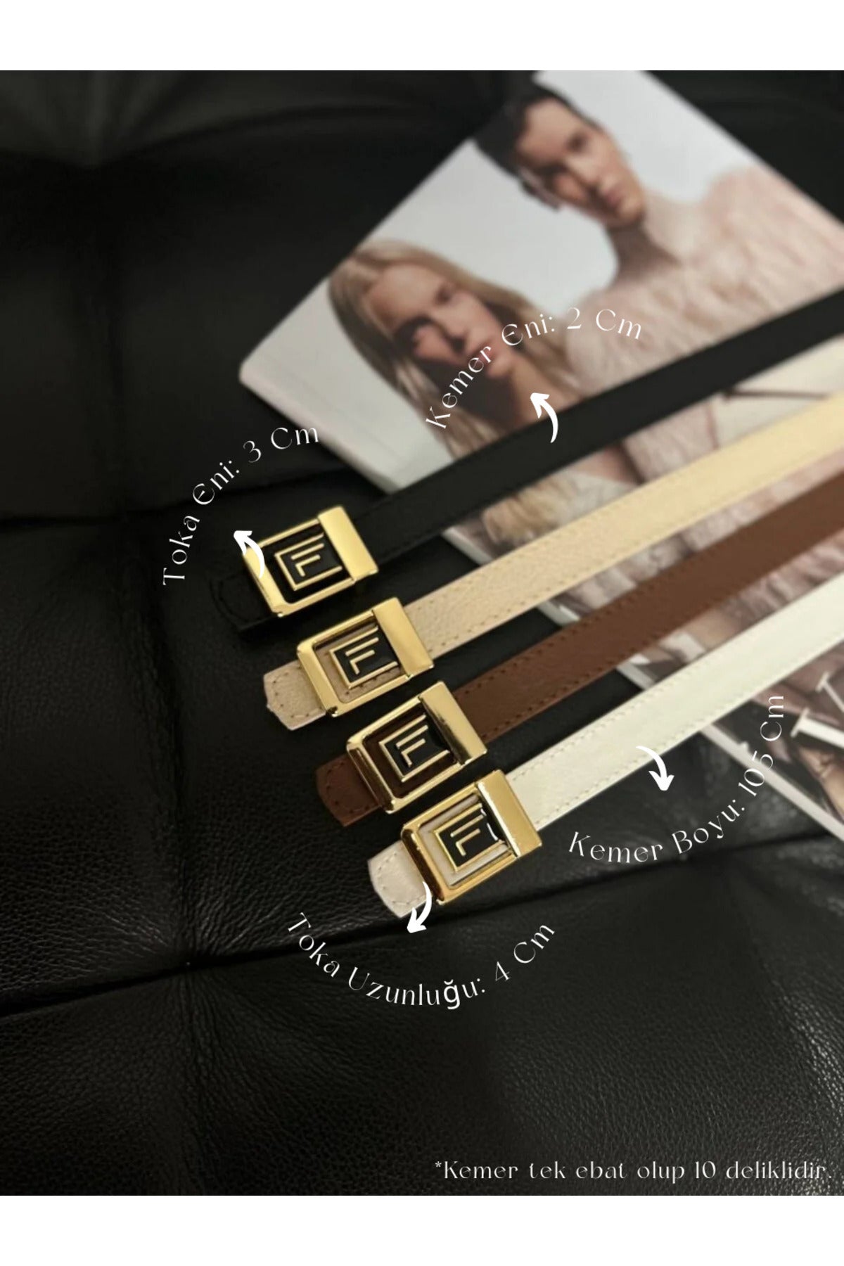 4'lü Fırsat Ürünü F Logolu Gold Tokalı İnce Kadın Kemeri, Pantolon Kemeri, Ceket Kemeri, Kemer