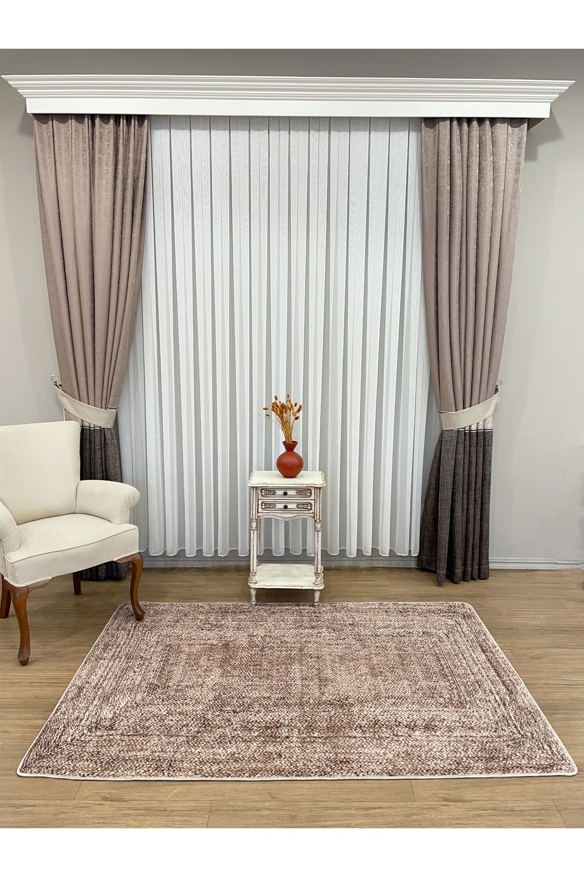 Hasır Jüt Görünümlü 3d Renkli Lateks Deri Taban Halı