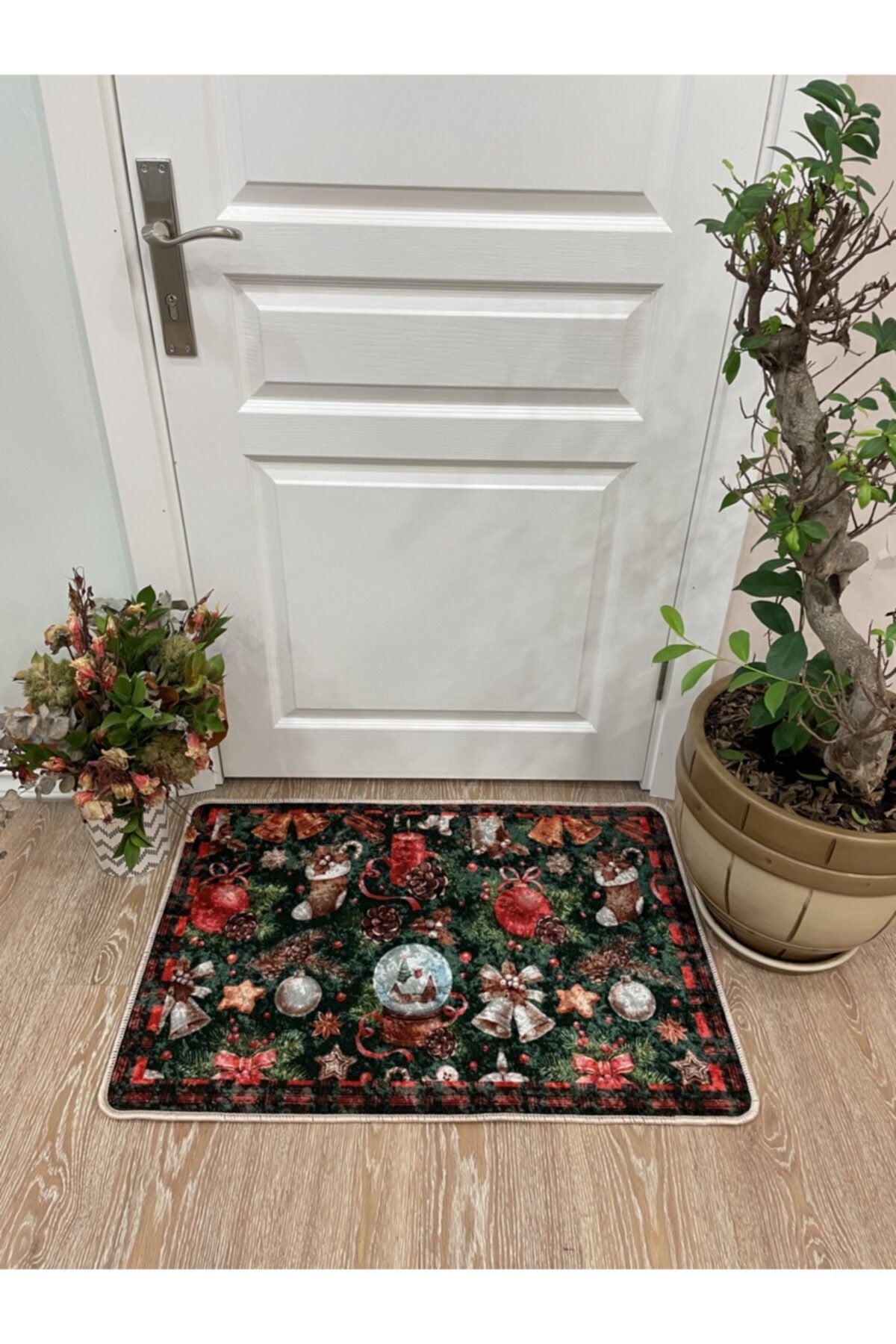 Bell Yılbaşı Lateks Taban Kapı Önü Paspası (ebat 60x90)