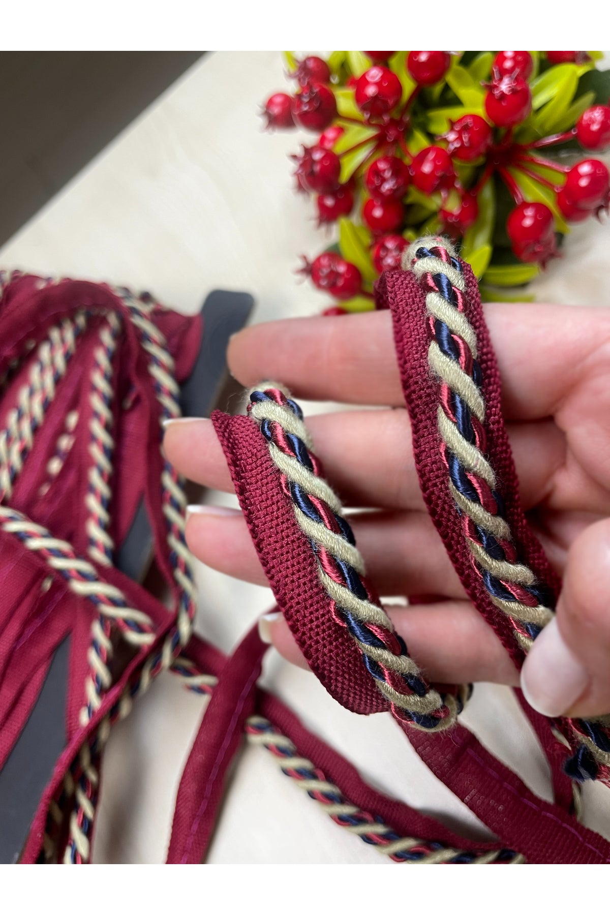 25 METRE - BEYAZ-PEMBE-SARI Renk Kalın Halat Kordon